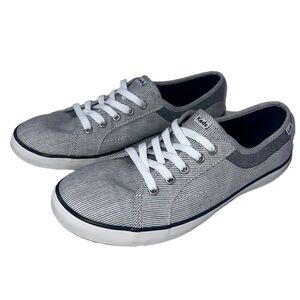 Keds Gray Pinstripe Lace-Up Sneakers | Women’s 8.5